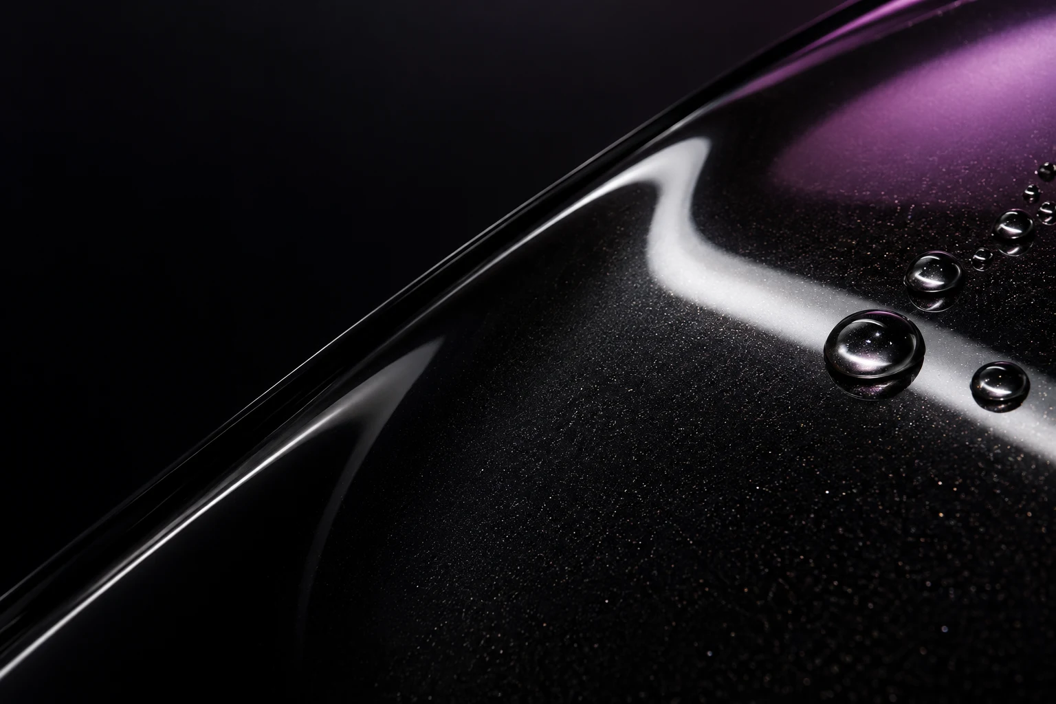Illustration of glossy dark paint and water beading