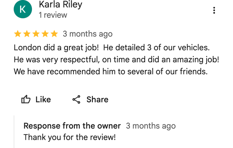 Google Maps review screenshot from Karla Riley