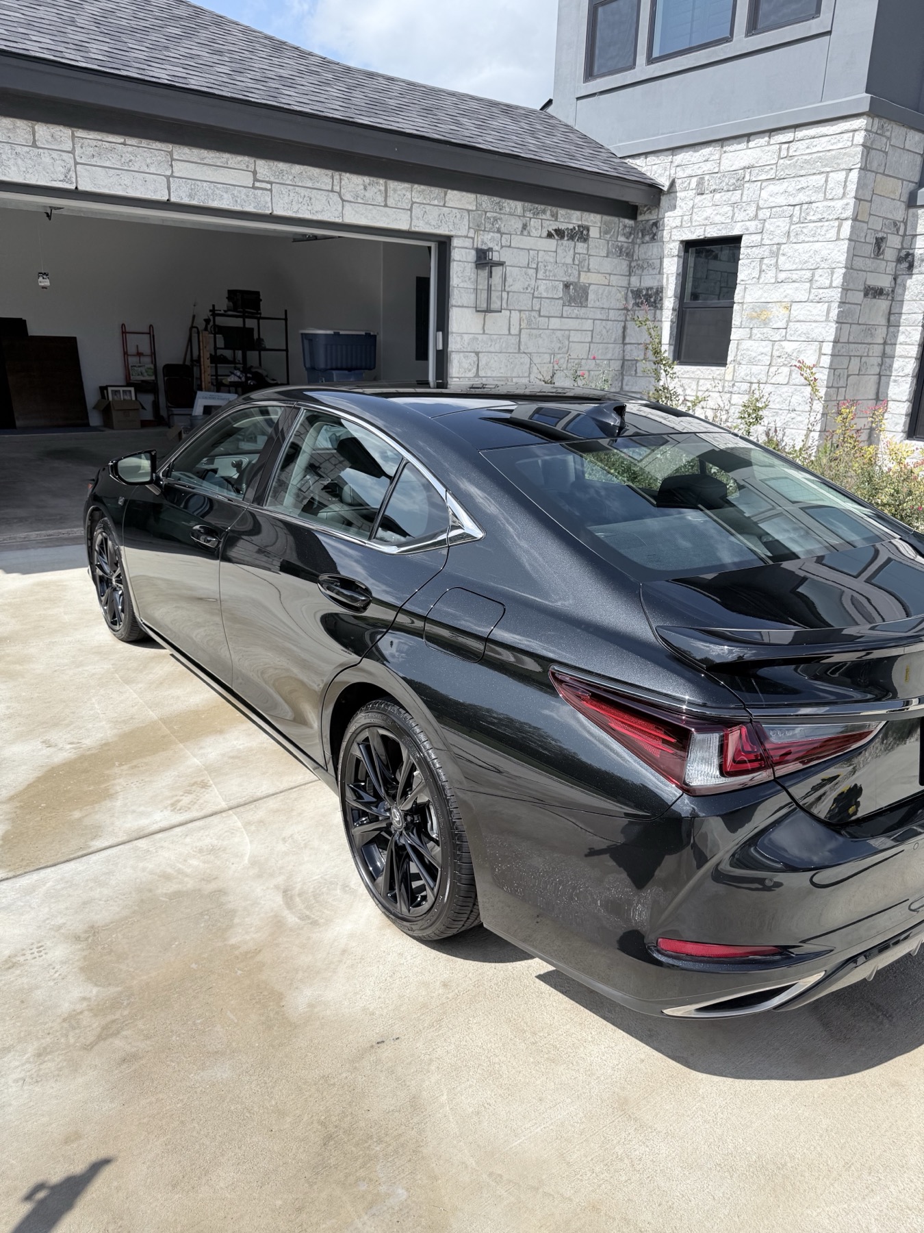 Black Lexus ES rear side after full premium detail